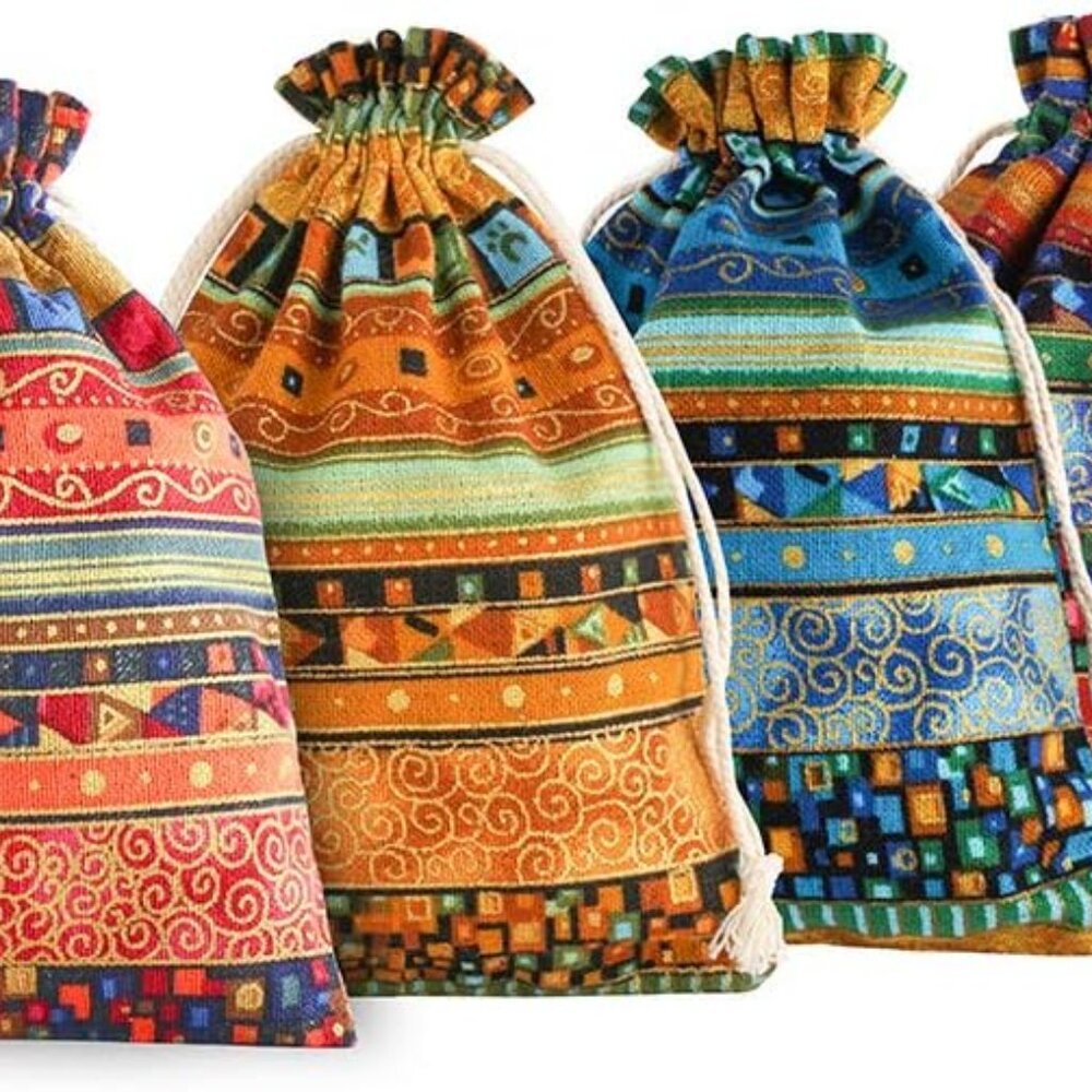 Egyptian Ethnic Style Linen Burlap Bag 20Pcs 5×7 inches Gift Bags with Drawstrin